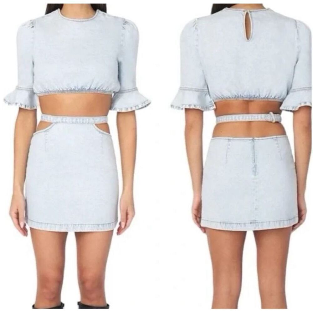 WeWoreWhat Side Cutout Denim Skirt Indigo Comfort in Super Light XL NWT